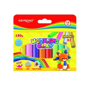 Plastelina KEYROAD, okrągła, 12x15g, pudełko, mix kolorów