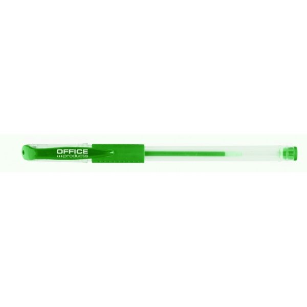 Długopis żelowy OFFICE PRODUCTS, gumowy uchwyt, 0,5mm, zielony
