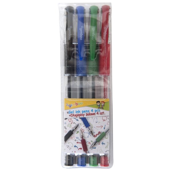 Długopis żelowy GIMBOO Classic, 0,5mm, 4 szt., zawieszka, mix kolorów