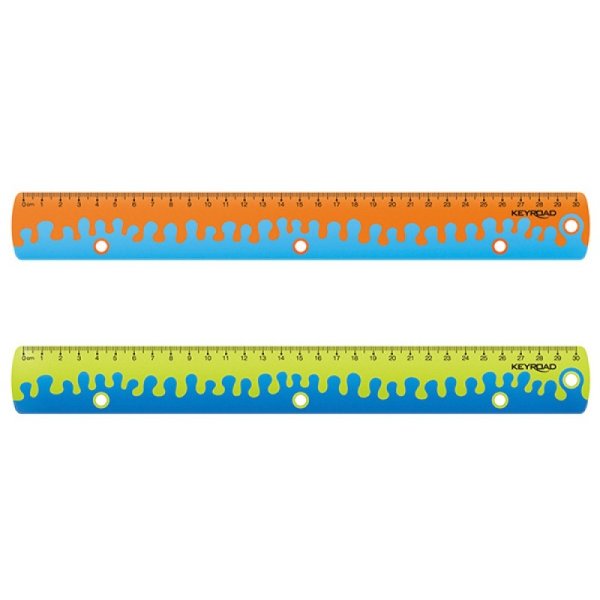 Linijka z uchwytem KEYROAD Coral, 30 cm, pakowane w display, mix kolorów
