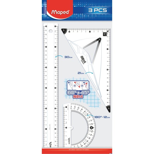 Zestaw START maxi 3 elem. linijka 30cm ekier. kątom. Maped 897121