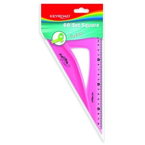 Ekierka KEYROAD, 18 cm, 60 stopni, elastyczna, zawieszka, mix kolorów