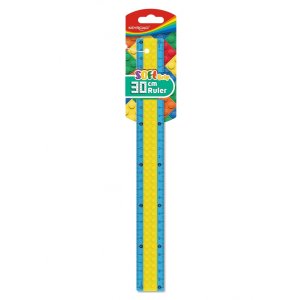 Linijka plastikowa KEYROAD, w kształcie klocka Lego, 30cm, zawieszka, mix kolorów