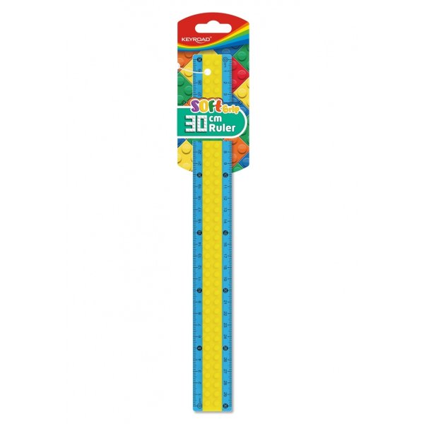 Linijka plastikowa KEYROAD, w kształcie klocka Lego, 30cm, zawieszka, mix kolorów