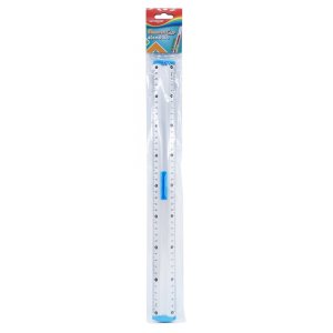 Linijka aluminiowa KEYROAD, z uchwytem na ołówek, 40cm, blister, mix kolorów