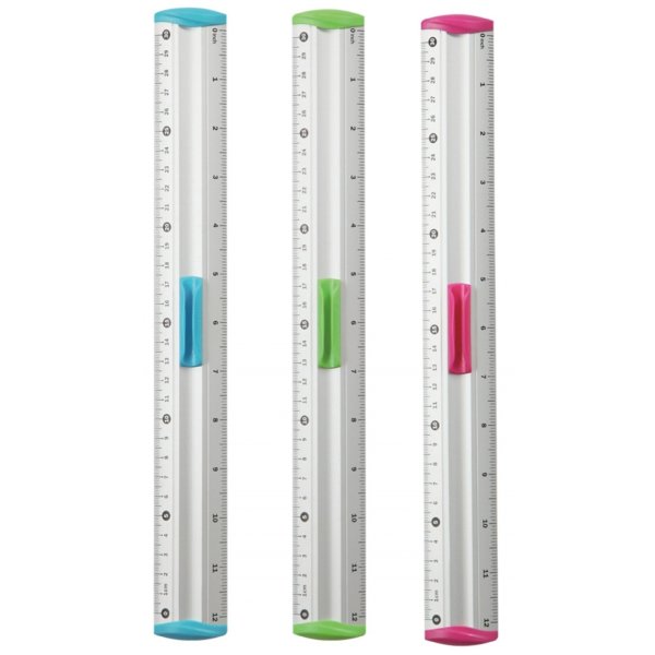 Linijka z uchwytem KEYROAD Measure Clip, 30 cm, pakowane w display, mix kolorów