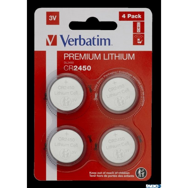 Baterie VERBATIM LITHIUM CR2450 3V BLISTER 4szt. 49535