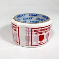 Taśma pakowa z nadrukiem OSTROŻNIE SZKŁO 48x50 SMART