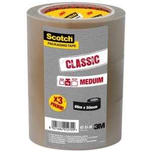 Taśma pakowa do wysyłek SCOTCH® Hot-melt (371), 50mm, 66m, brązowa, 3 szt.