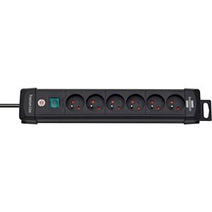 Listwa zasilająca BRENNENSTUHL PREMIUM-LINE, 6 gniazd, 3m, z wył., zaczep, czarna