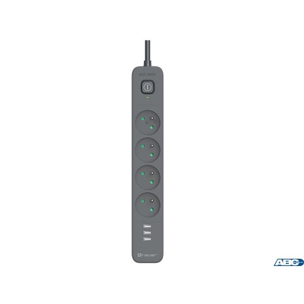 Listwa zasilająca antyprzepięciowa TRACER Power Line+ mobile ready 1.5 m (4 gniazd + 3 USB A, 5v, 2,4A) TRALIS46254 TRALIS47027