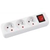 Przedłużacz OFFICE PRODUCTS, 3 gniazda, 3m, z uziemieniem i wyłącznikiem, biały