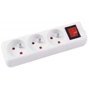 Przedłużacz OFFICE PRODUCTS, 3 gniazda, 3m, z uziemieniem i wyłącznikiem, biały