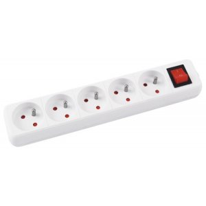 Przedłużacz OFFICE PRODUCTS, 5 gniazd, 1,5m, z uziemieniem i wyłącznikiem, biały
