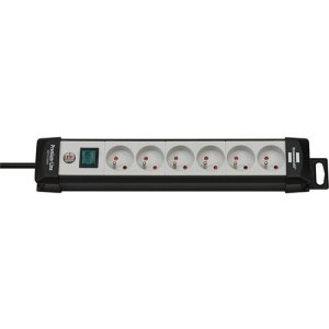 Listwa zasilająca BRENNENSTUHL PREMIUM-LINE, 6 gniazd, 3m, z wył., zaczep, czarno-szara
