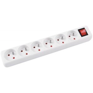 Przedłużacz OFFICE PRODUCTS, 6 gniazd, 3m, z uziemieniem i wyłącznikiem, biały