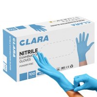Rękawice nitrylowe bezpudrowe CLARA, 100 szt., rozmiar L, niebieskie