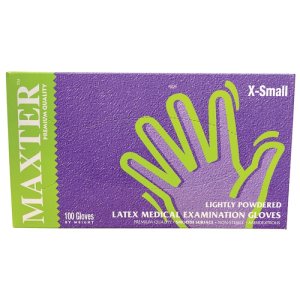 Rękawice lateksowe pudrowe MAXTER, 100 szt., XS