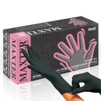 Rękawice nitrylowe bezpudrowe MAXTER, 100 szt., rozmiar XS, czarne