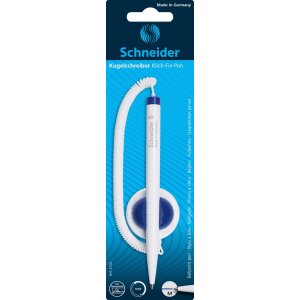 Długopis Klick-Fix-Pen SCHNEIDER, na sprężynce, samoprzylepny, M, blister, biały  /  niebieski