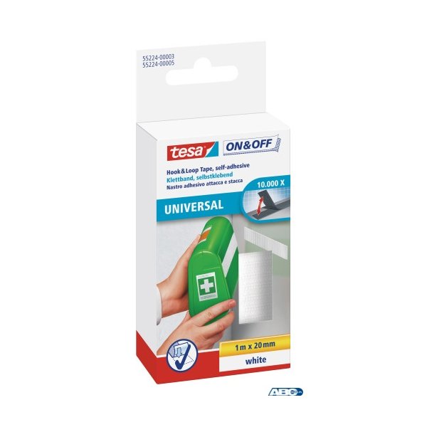 Rzep montażowy w taśmie ON&OFF 1m x 20mm biały TESA 55224-00003-01 TS