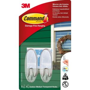 Haki wielokrotnego użytku COMMAND™ Outdoor (17091CLR-AWCEE), średnie, 2 szt., transparentne