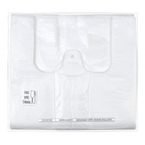 Reklamówka SARANTIS, HDPE, podstawowa, 25 / 6 / 45 cm, 8 mikr., 200 szt., biała