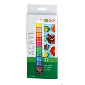 Farba akrylowa zestaw 12 kolorów x 12 ml, Happy Color HA 7370 0012-K12