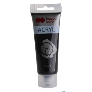 Farba akrylowa 75ml, czarny, Happy Color HA 7370 0075-9