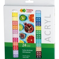 Farba akrylowa zestaw 24 kolorów x 12 ml, Happy Color HA 7370 0012-K24
