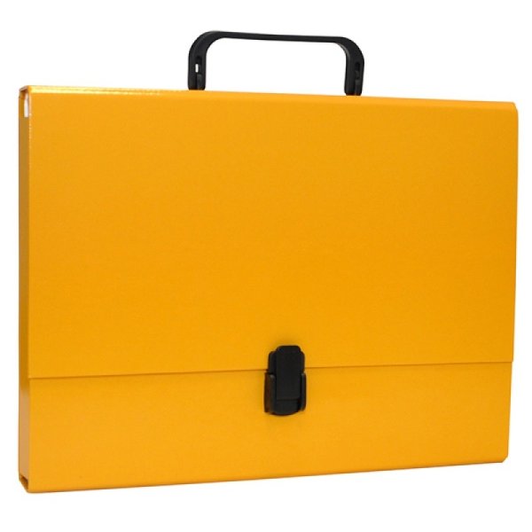 Teczka-pudełko OFFICE PRODUCTS, PP, A4/5cm, z rączką i zamkiem, żółta