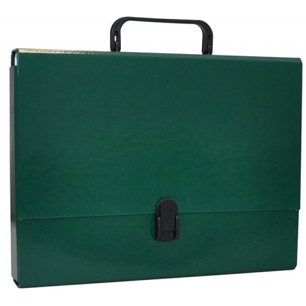 Teczka-pudełko OFFICE PRODUCTS, PP, A4/5cm, z rączką i zamkiem, zielona