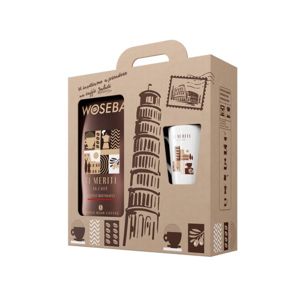 Zestaw kawa WOSEBA TI MERITI, GUSTO RAFFIANTO, ziarnista, 1000g + kubek 320ml