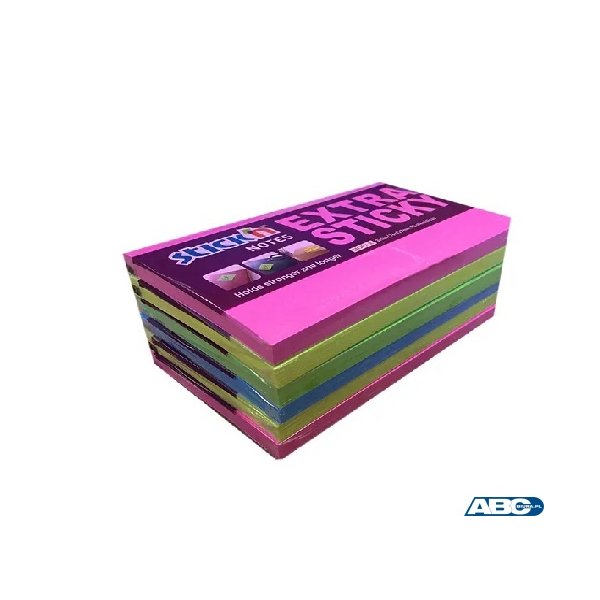 Notes samoprzylepny EXTRA STICKY 76x127mm 4 kol.neon/90 kart. 6szt. STICK`N 21687