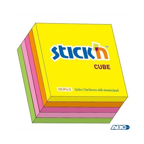 Bloczek STICKN 76x76mm 400k mix 5 kolorów neonowych 21012
