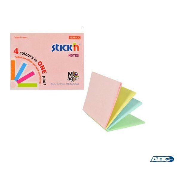 Bloczek STICKN MAGIC PAD 76x101mm pastele mix kolorów 21575