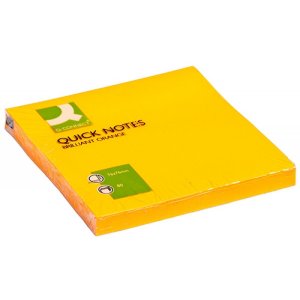 Bloczek samoprzylepny Q-CONNECT Brilliant, 76x76mm, 1x80 kart., pomarańczowy