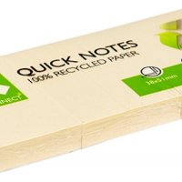 Bloczek samoprzylepny Q-CONNECT 100% Recycled, 38x51mm, 3x100 kart., żółty
