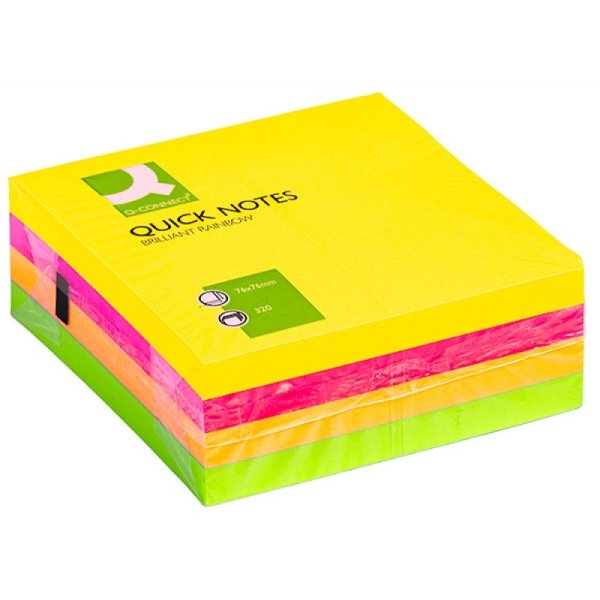 Kostka samoprzylepna Q-CONNECT Brilliant, 76x76mm, 1x320 kart., neonowa