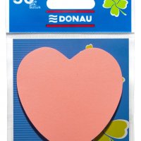 Bloczek samoprzylepny DONAU, 1x50 kart., serduszko, zawieszka, jasnoróżowy