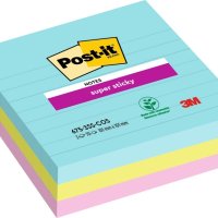 Karteczki samoprzylepne POST-IT® Super Sticky w linie, (675-SS3-MIA), 101x101mm, 3x70 kart., paleta Miami