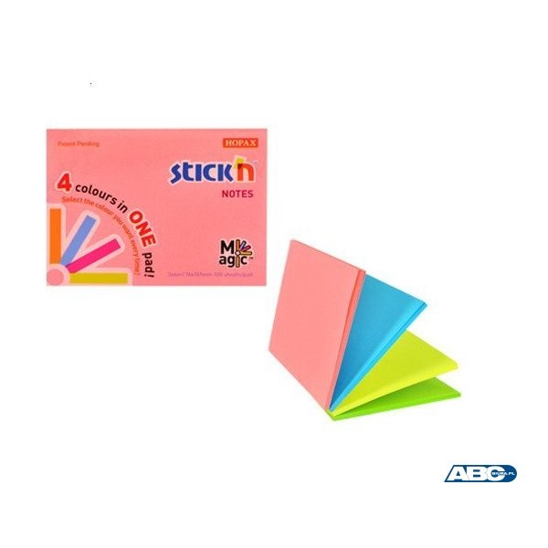 Bloczek STICKN MAGIC PAD 76x101mm neon mix kolorów 21572