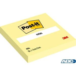 Bloczek samoprzylepny POST-IT (654), 76x76mm, 12x100 kart., żółty