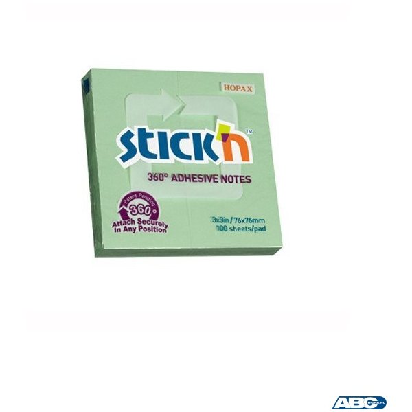 Bloczek STICKN 76x76mm 360stopni zielony 21552
