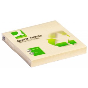 Bloczek samoprzylepny Q-CONNECT 100% Recycled, 76x76mm, 100 kart., żółty
