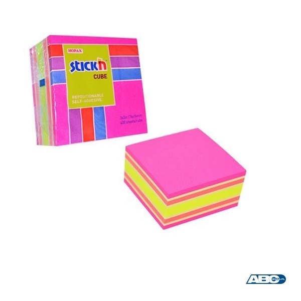 Bloczek STICKN 76x76mm 400k mix różowy/żółty 21536