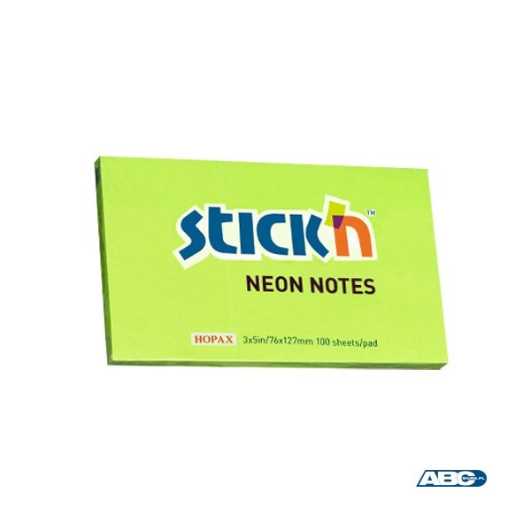Bloczek STICKN 127x76mm zielony neon 100k 21171 STICKN