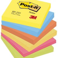 Bloczek samoprzylepny POST-IT (654-TFEN), 76x76mm, 6x100 kart., paleta energetyczna