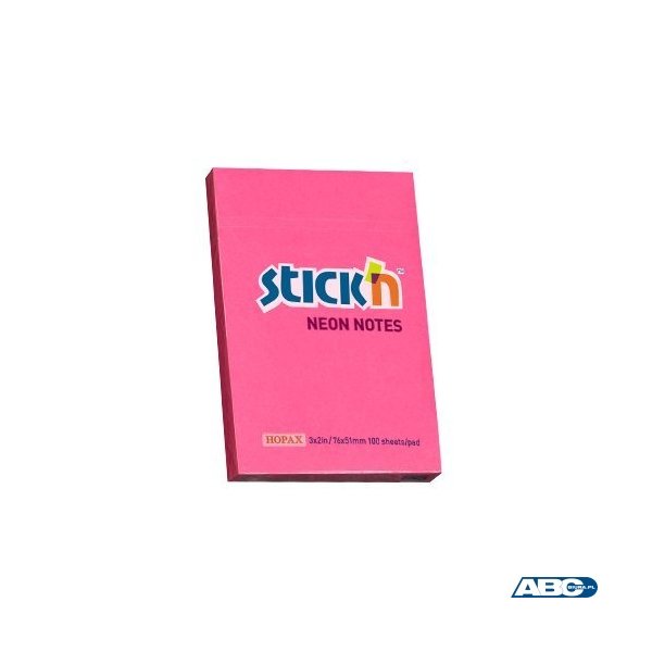 Bloczek STICKN 76x51mm ciemnoróżowy neon 100k 21161 STICKN