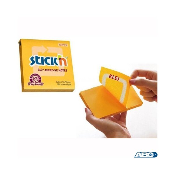 Bloczek STICKN 76x76mm 360stopni ciemnożółty 21551